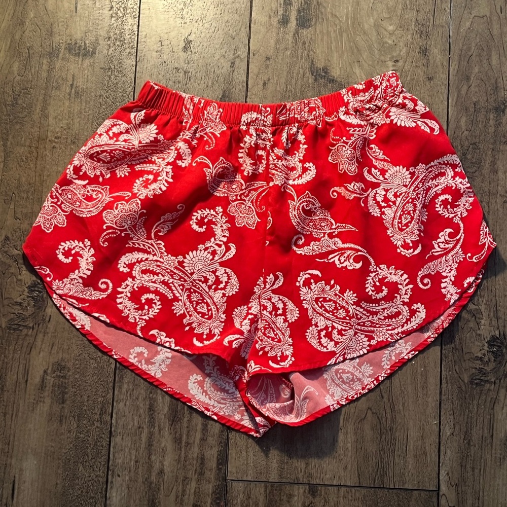 Red pattern shorts